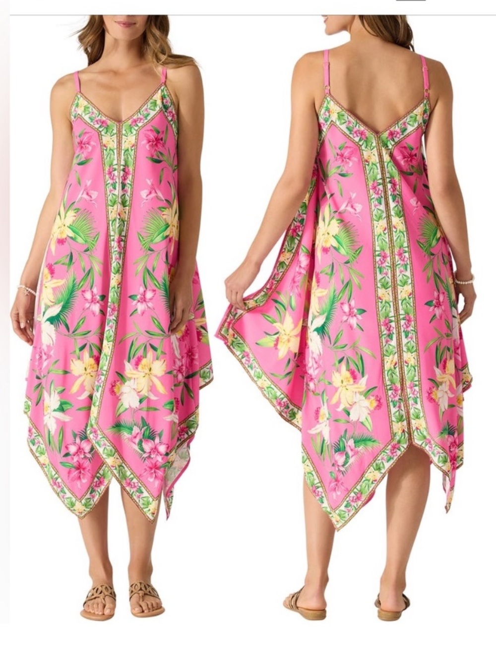 Tommy Bahama Orchid Garden Scarf Dress Cover Tropical Pink Floral Size L/XL